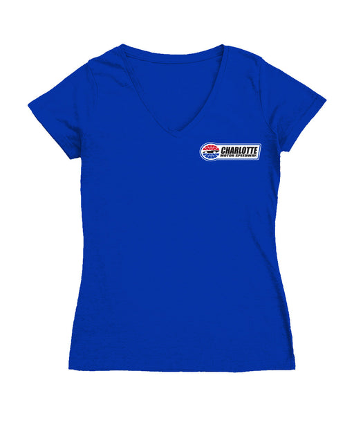 NASCAR Charlotte Women's V-neck Fitted Cotton T-Shirt Royal