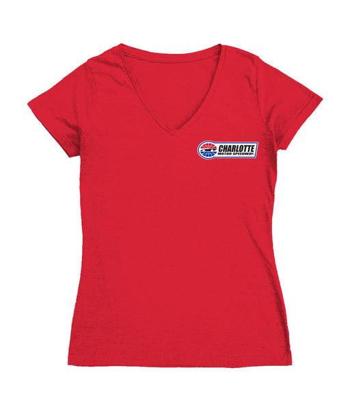 NASCAR Charlotte Women's V-neck Fitted Cotton T-Shirt Red