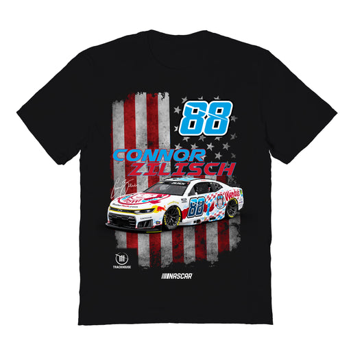Connor Zilisch Vive La Fete NASCAR American Flag Cotton T-Shirt Black