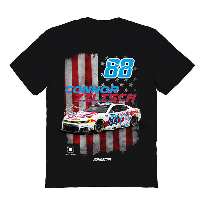 Connor Zilisch Vive La Fete NASCAR American Flag Cotton T-Shirt Black