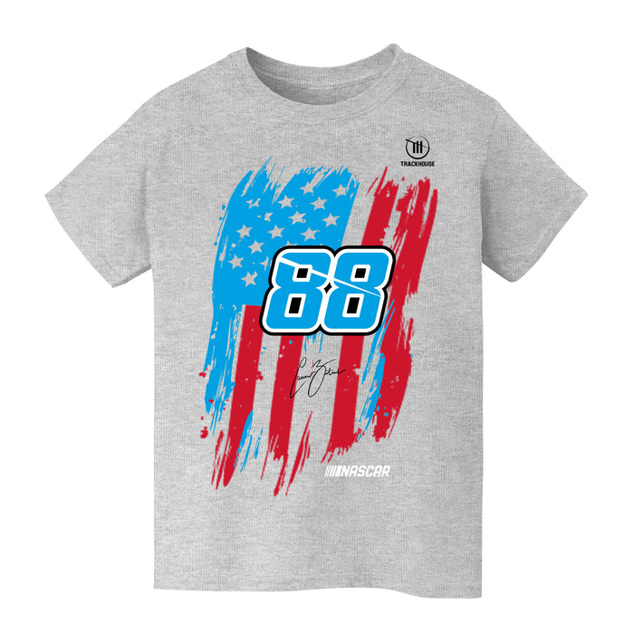 Connor Zilisch Vive La Fete NASCAR American Flag Cotton T-Shirt Gray