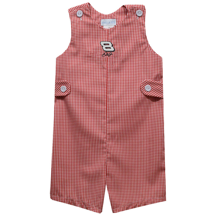 Dale Earnhardt Jr. Vive La Fete Gingham Jon Jon Romper - Red