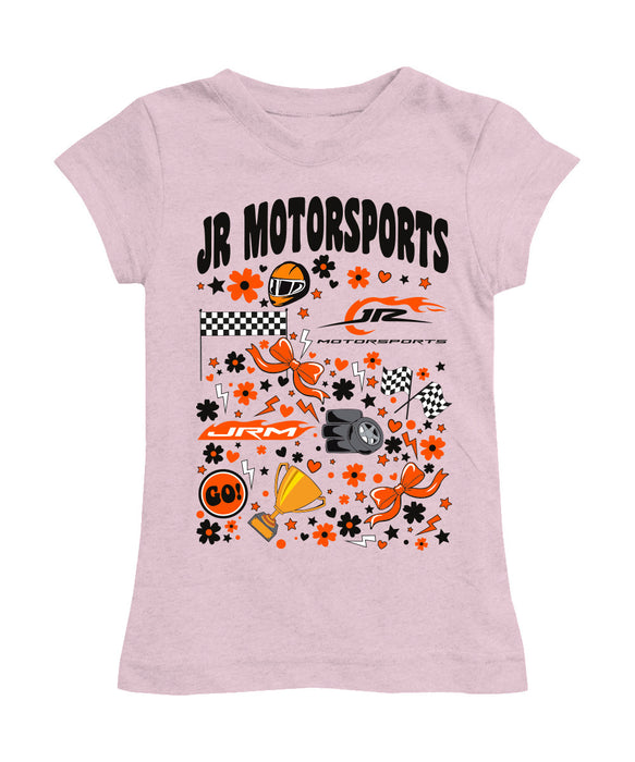 Dale Earnhardt Jr Vive La Fete NASCAR Impressions Artwork Pink Girls Cotton Short Sleeve Tee