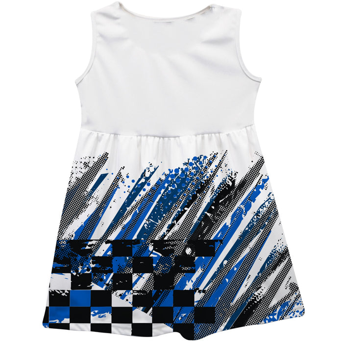 Denny Hamlin Vive La Fete NASCAR Abstract Check Halftones Tank Dress - White