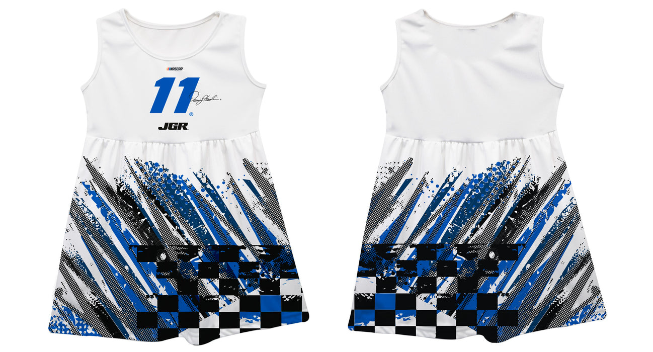 Denny Hamlin Vive La Fete NASCAR Abstract Check Halftones Tank Dress - White