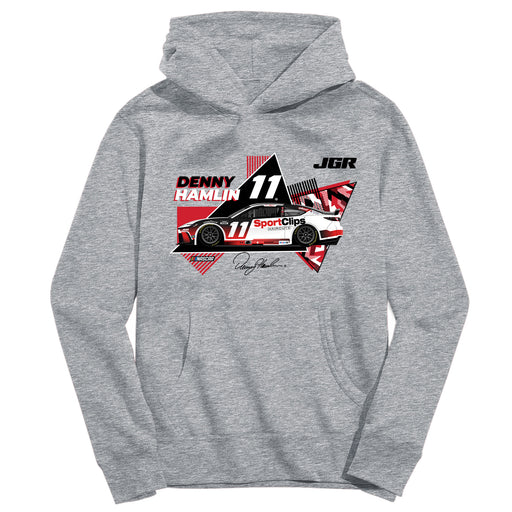 Denny Hamlin NASCAR Pullover Cotton Hoodie - Grey