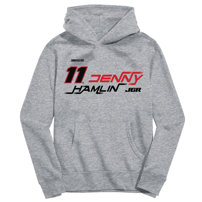 Denny Hamlin NASCAR Pullover Cotton Hoodie - Grey