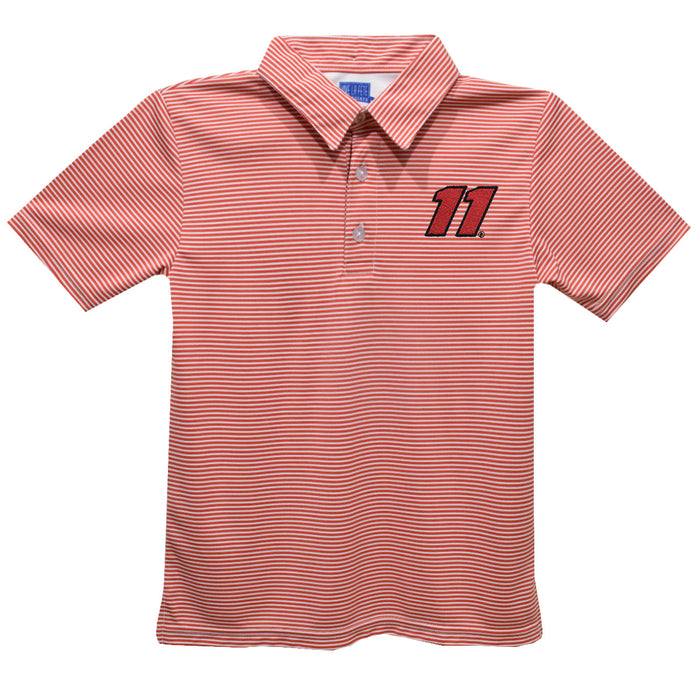 Denny Hamlin Vive La Fete Pencil Stripe Polo - Red