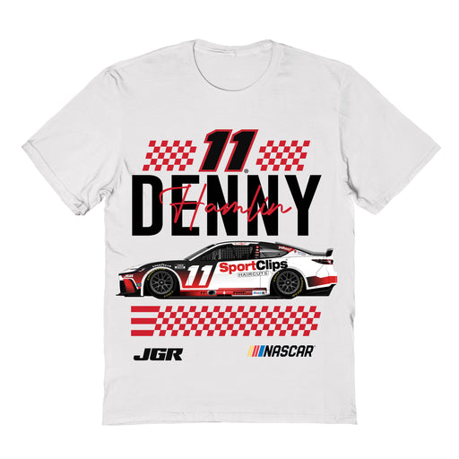 Denny Hamlin Vive La Fete NASCAR Flag Racing Car T-Shirt  - White