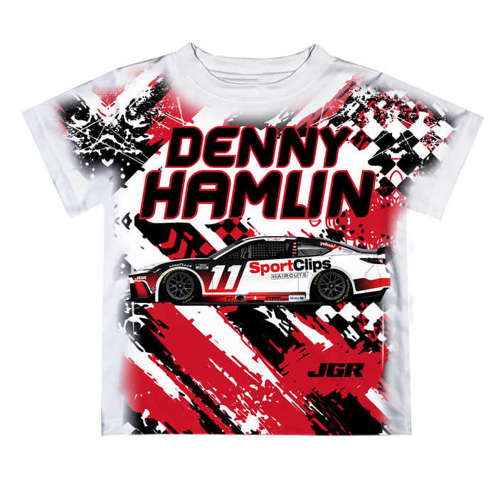 Denny Hamlin Vive La Fete NASCAR Abstract Kids T-Shirt - Red