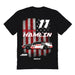 Denny Hamlin NASCAR American Flag Cotton T-Shirt - Black