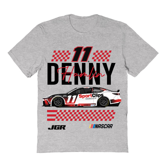 Denny Hamlin NASCAR Name Grid Classic Cotton T-Shirt - Grey