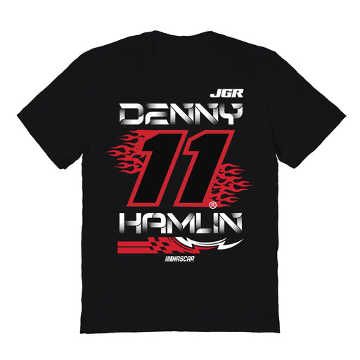 Denny Hamlin NASCAR Fire number Cotton T-Shirt  - Black