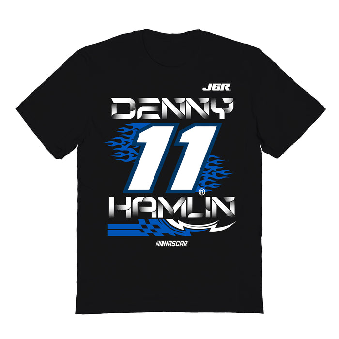 Denny Hamlin NASCAR Fire number Cotton T-Shirt  - Black