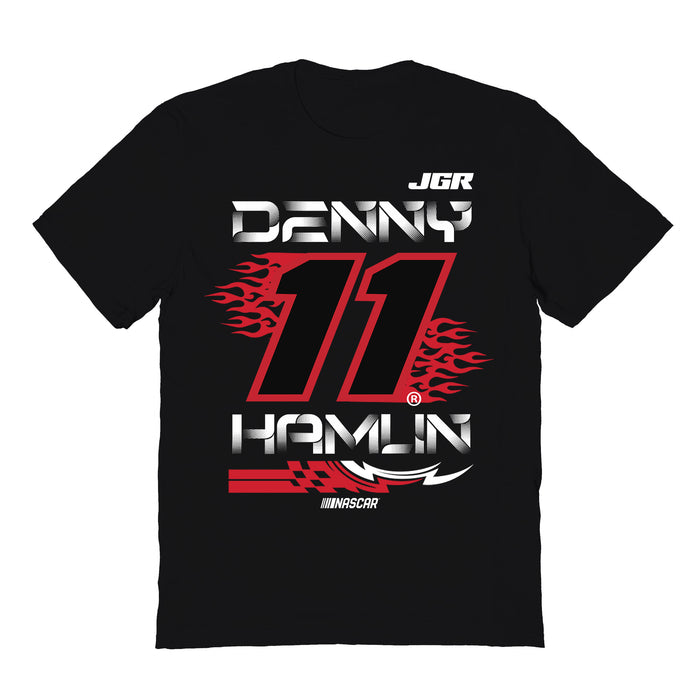 Denny Hamlin NASCAR Fire number Cotton T-Shirt  - Black