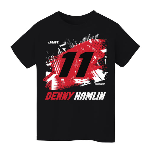 Denny Hamlin NASCAR Abstract Halftone Front Cotton T-Shir - Black