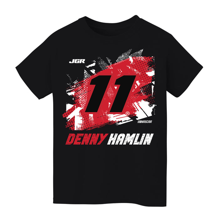 Denny Hamlin NASCAR Abstract Halftone Front Cotton T-Shir - Black