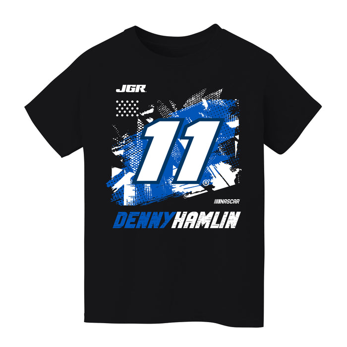 Denny Hamlin NASCAR Abstract Halftone Front Cotton T-Shir - Black