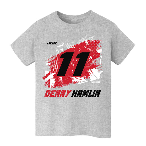 Denny Hamlin NASCAR Abstract Check Halftones Cotton T-Shirt - Grey