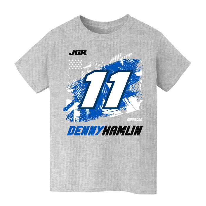 Denny Hamlin NASCAR Abstract Check Halftones Cotton T-Shirt - Grey