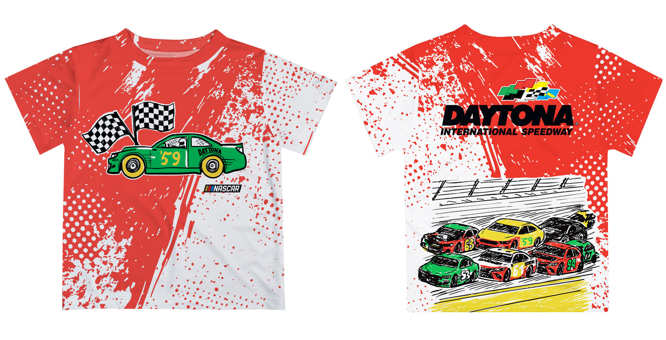 Daytona International Speedway NASCAR Short Sleeve Tee Red and White - Vive La Fête - Online Apparel Store