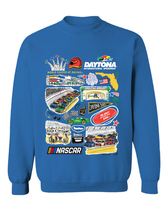Dayton International Speedway NASCAR Womens Cotton Crewneck Pullover Sweatshirt Light Blue