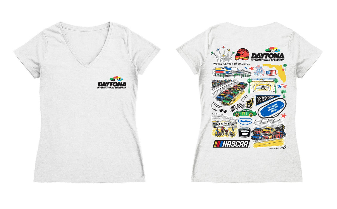 Daytona International Speedway NASCAR Women's V-neck Fitted Cotton T-Shirt