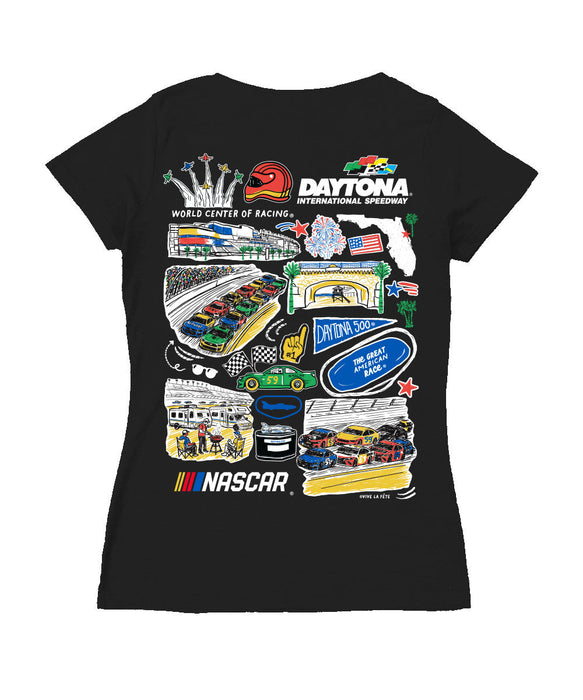 Daytona International Speedway NASCAR Women's V-neck Fitted Cotton T-Shirt
