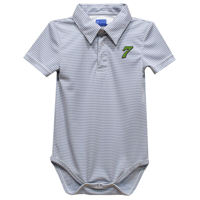 Daniel Suarez Vive La Fete Polo Pencil Stripe Bodysuit - Gray