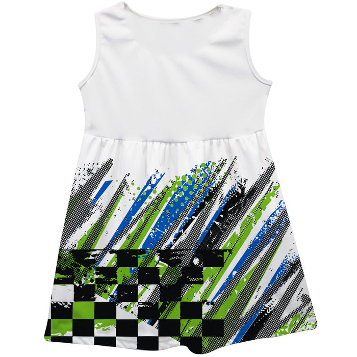 Daniel Suarez NASCAR White Abstract Tank Dress