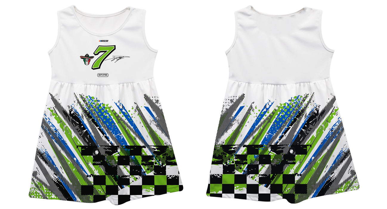 Daniel Suarez NASCAR White Abstract Tank Dress