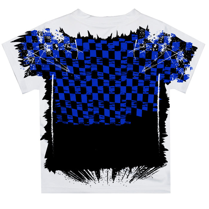 Daniel SuarezVive La Fete Checkered Racing Car T-Shirt- Blue
