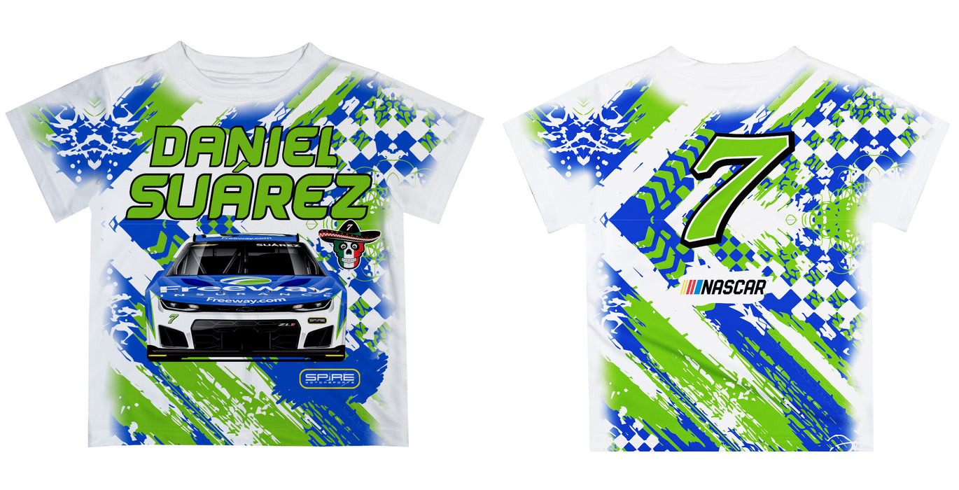 Daniel Suarez Vive La Fete Paint Brush Racing Car T-Shirt- White