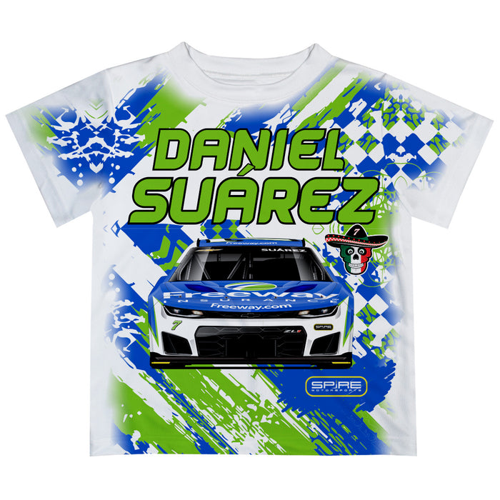 Daniel Suarez Vive La Fete Paint Brush Racing Car T-Shirt- White