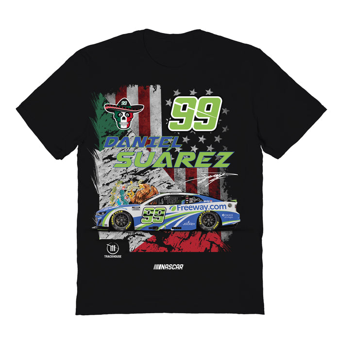 Daniel Suarez  NASCAR American Flag Cotton T-Shirt - Black