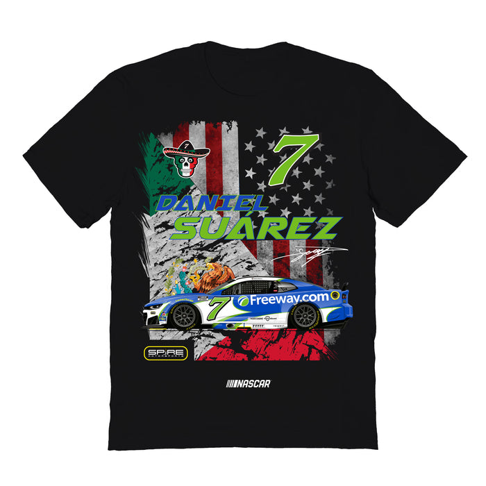 Daniel Suarez  NASCAR American Flag Cotton T-Shirt - Black