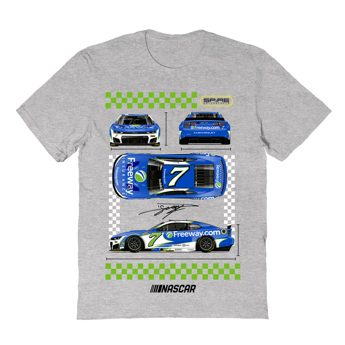 Daniel Suarez  NASCAR Car View Cotton T-Shirt - Grey