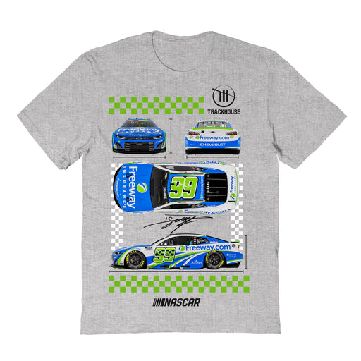 Daniel Suarez  NASCAR Car View Cotton T-Shirt - Grey