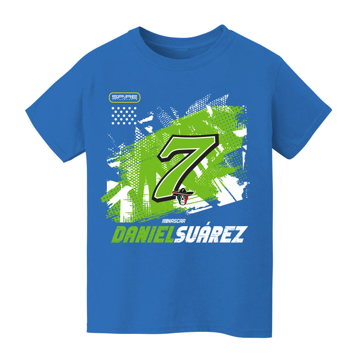 Daniel Suarez  NASCAR Abstract Halftone Front Cotton T-Shirt - Light Blue