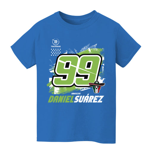 Daniel Suarez  NASCAR Abstract Halftone Front Cotton T-Shirt - Light Blue
