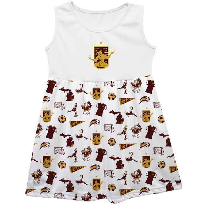 Detroit City FC Repeat Print Impressions Maroon Sleeveless Tank Dress