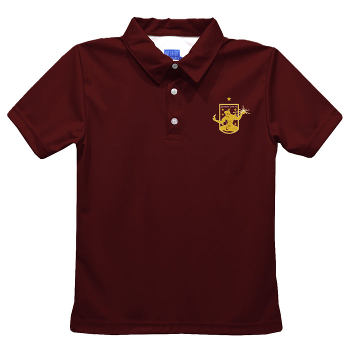 Detroit City FC Boys Solid Maroon Short Sleeve Polo Shirt