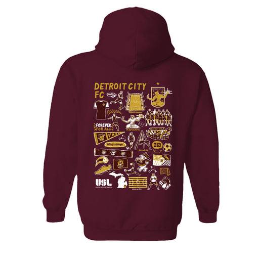 Detroit City FC Women's Maroon Pullover Cotton Hoodie - Vive La Fête - Online Apparel Store
