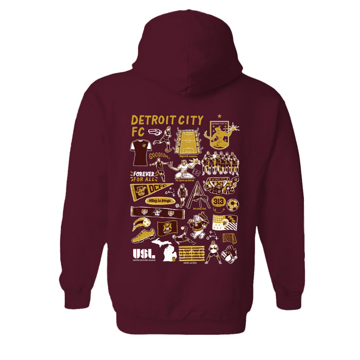 Detroit City FC Women's Maroon Pullover Cotton Hoodie - Vive La Fête - Online Apparel Store