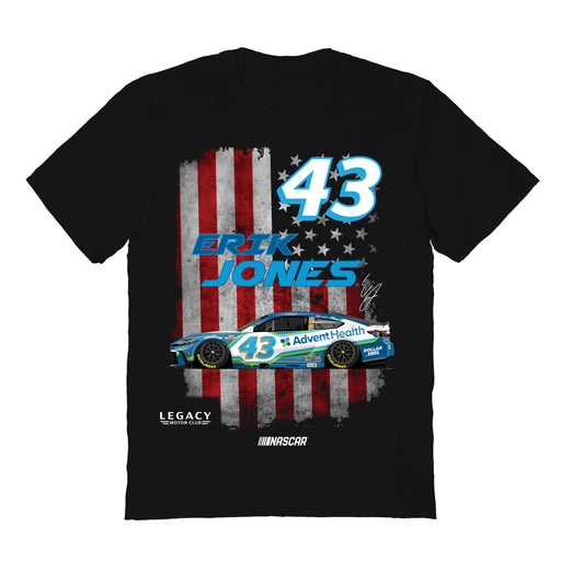 Erik Jones Vive La Fete NASCAR American Flag Cotton T-Shirt Black