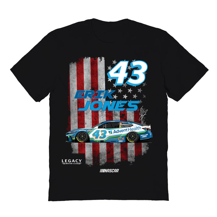 Erik Jones Vive La Fete NASCAR American Flag Cotton T-Shirt Black