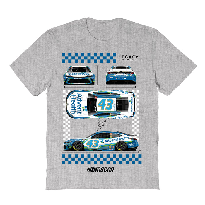 Erik Jones Vive La Fete NASCAR Car View Cotton T-Shirt Grey