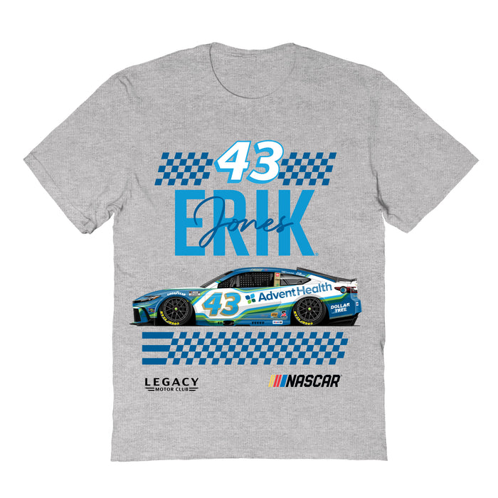 Erik Jones Vive La Fete NASCAR Name Grid Classic Cotton T-Shirt Grey