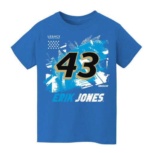 Erik Jones Vive La Fete NASCAR Abstract Halftone Front Cotton T-Shirt Blue
