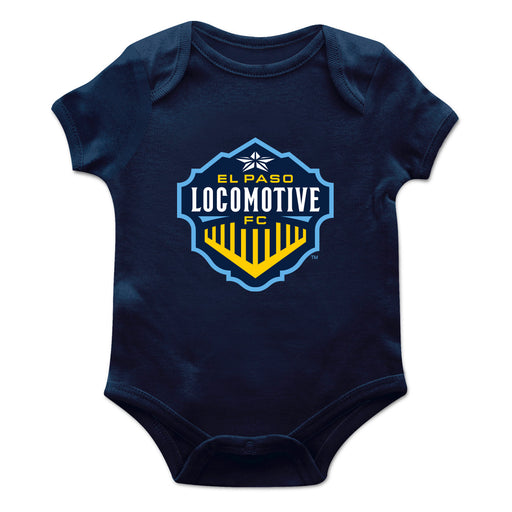 El Paso Locomotive Cotton Short Sleeve Bodysuit With Logo Navy